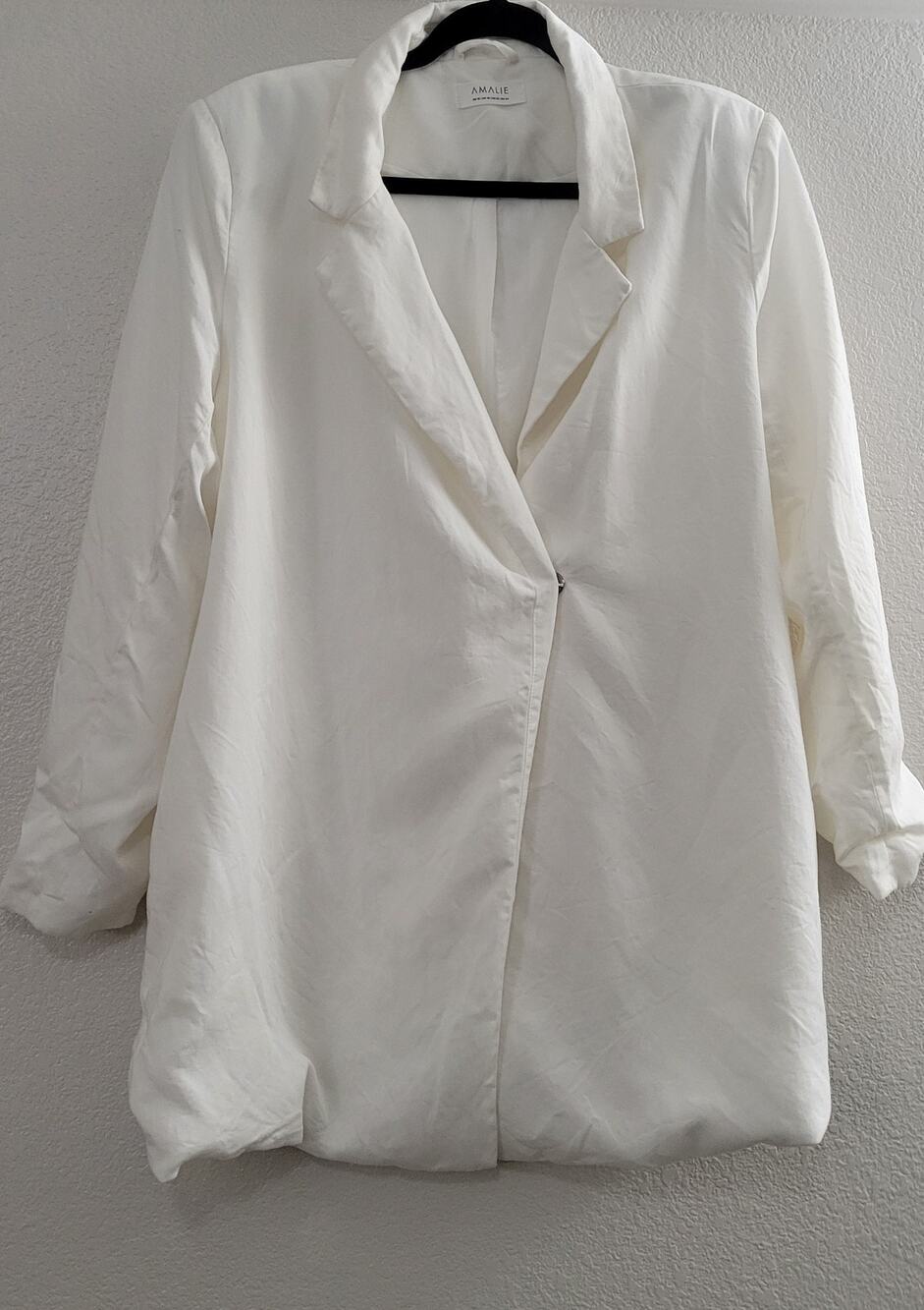 Amalie by Showpo White Linen Blend Longline Blazer Jacket Women's US 12 AU 16